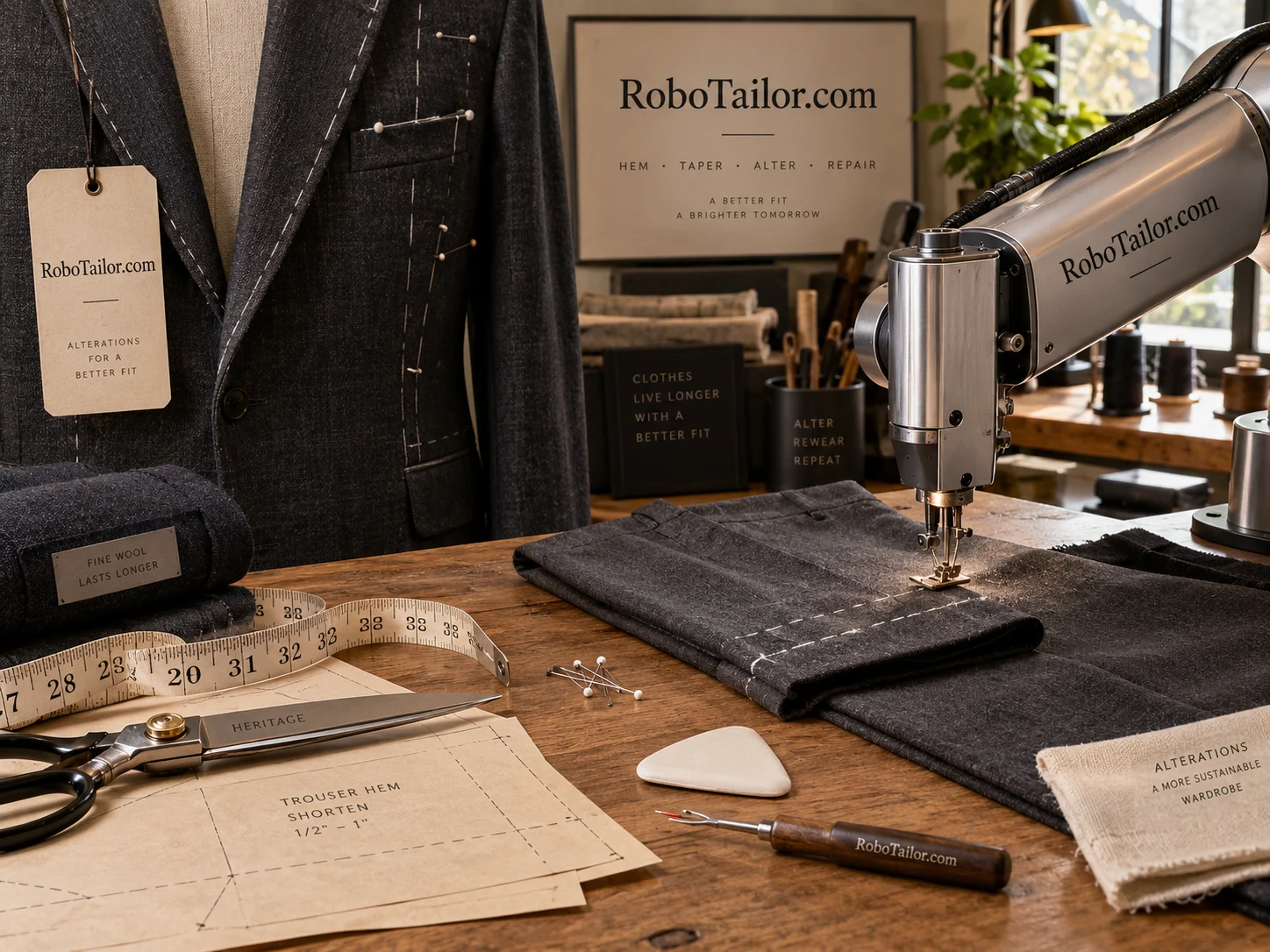 RoboTailor.com concept: A robotic alterations shop brand